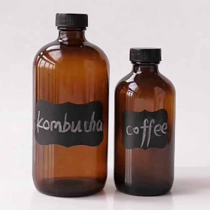 clear boston Round Beverage Juice Coffee Glass Bottle With Screw Cap Wholesale 250ml 500ml 32oz 1000ml