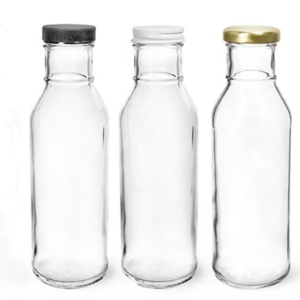 Wholesale 12 oz 350 ml Clear Round Square Shape Hot Sauce Bottles for Salad With Black Red Plastic Lids