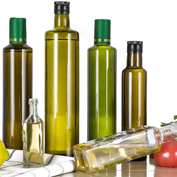 Food Grade Empty Stocked Olive Oil Dark Green Bottle Dorica  Thread Finish Spp Glass Bottle