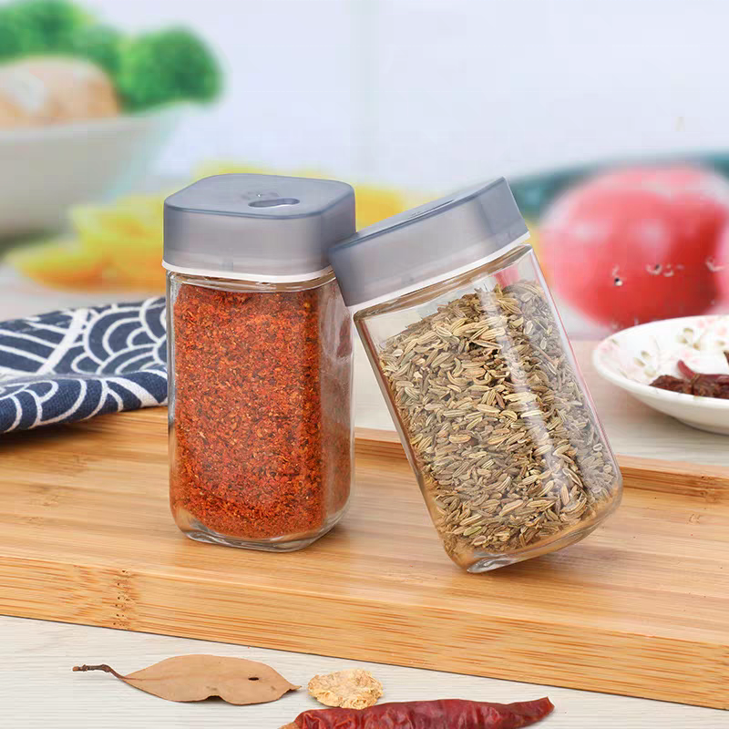 120ml Square Glass Spice Shaker Lid with 3 Shaking Holes Rotating Feature Modern Design Style for Salt Pepper