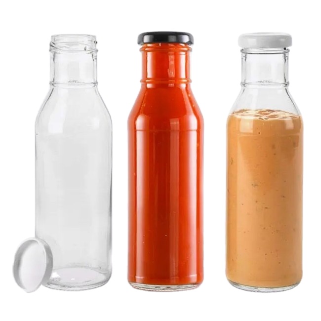 250ml 8oz 350ml 12oz clear Empty Chilli Tabasco Hot Sauce Bbq Oil Seasoning Glass Bottles of Food Packing With Lids