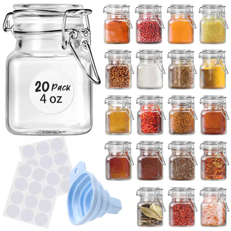 Round Food Container 90ml 100ml Air Seal Glass Airtight Kilner Jar With Metal Lock
