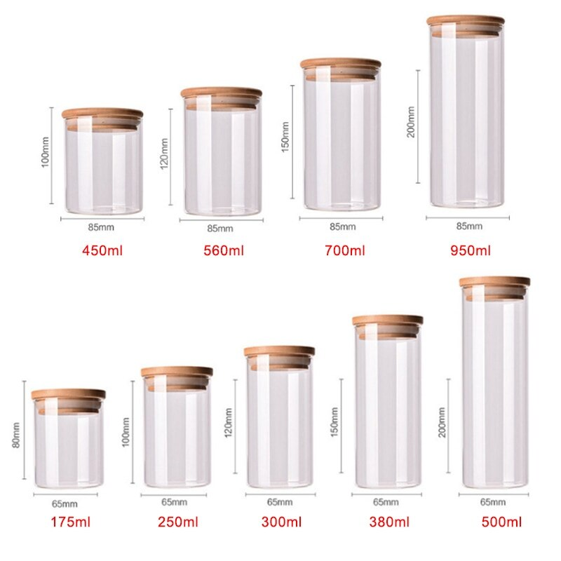 Wholesale Handmade 12 Piece Borosilicate Glass Spice Storage Jars Set With Bamboo Lid