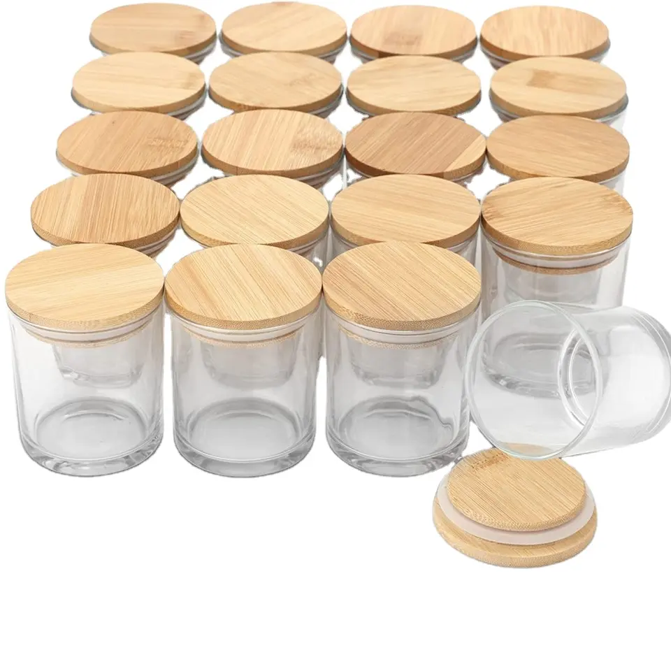 Factory Direct Stock Wholesale 1oz 4oz 6oz 8oz 10oz 15oz Glossy Candle Container Empty Small Mini Clear Candle Jars Glass