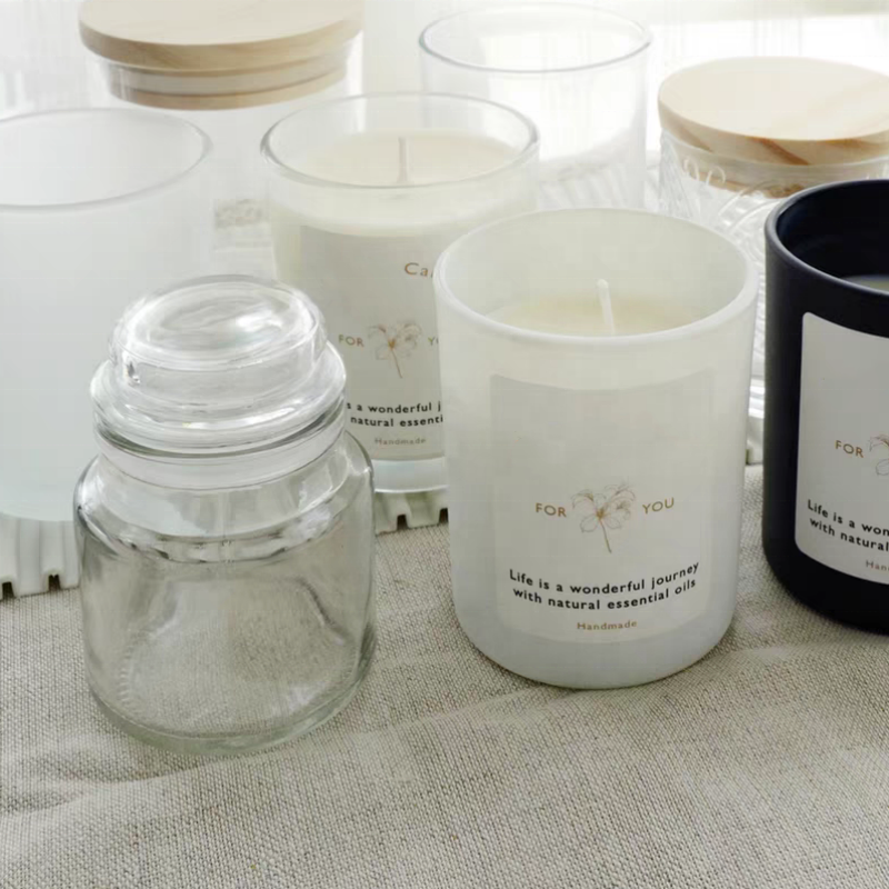 Luxury Round 100ml 300ml 500ml 700ml  Glass Candle Jars With Glass Lids Empty 100ml Glass Candle Making Jars Storage Jars