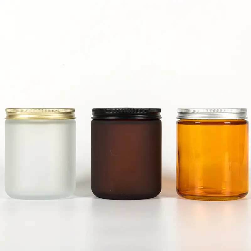 Amber Glass 8oz Candle Jars With Aluminium Lids for Candle Making Candle Glass Jars With Metal Lid