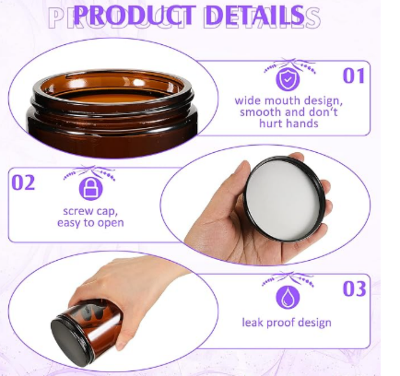 16 Oz Glass Jars With Lids for Candles Amber Cylinder Screw Top Glass Candle Holder With Metal Lid