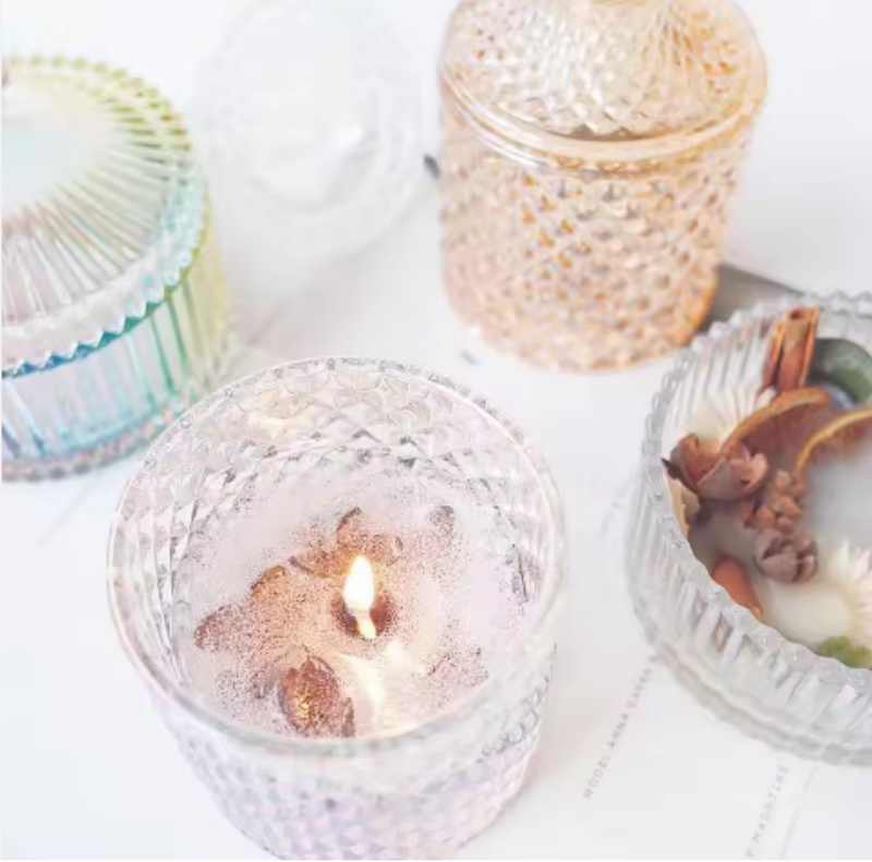 Wholesales Mini Glass Container Soy Oil Empty Diy Glass Candle Jar Heat-resistant Lead-free Glass Sugar Jar With Lid