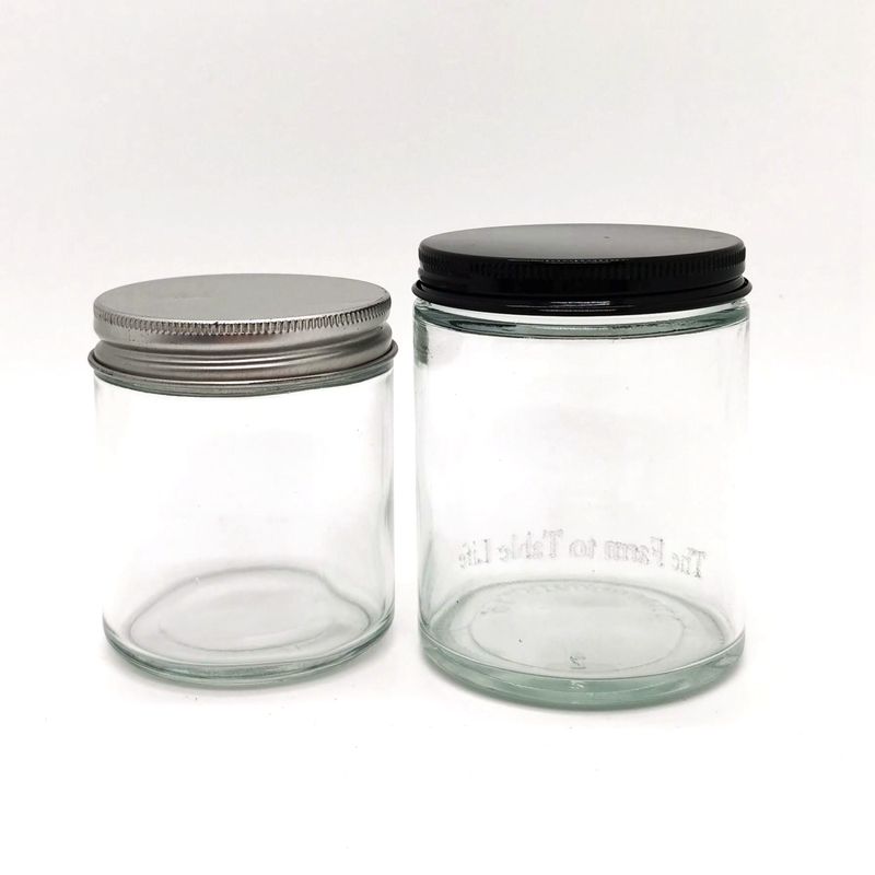 Wholesale Empty 8oz 250ml Candle Cups Black Brown Amber Frosted Clear Green Blue Cylinder Glass Candle Jar With Lid
