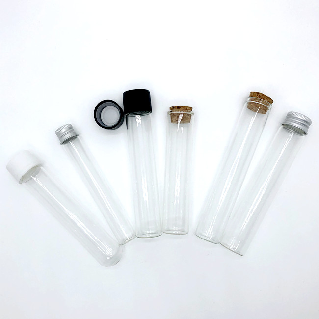 116mm  120 mm Screw Top Borosilicate Glass Pre Doob Tube With Black Metal Screw Top