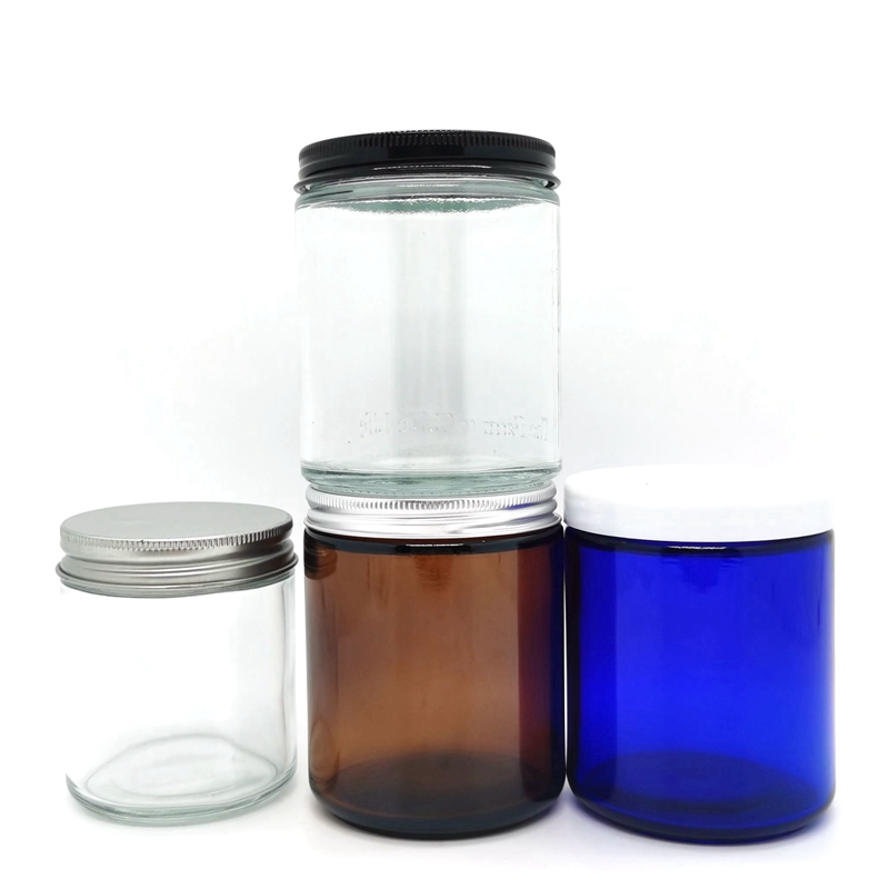 Empty Candle Holder Luxury 2oz 4oz 7oz 8oz 10oz 12oz 14oz Amber Frost Glass Candle Jar With Metal Lid