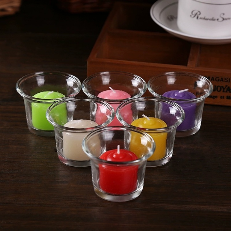Customized Clear Tealight Candle Holders Round Glass Votive Jar Personalized Packaging Bottle