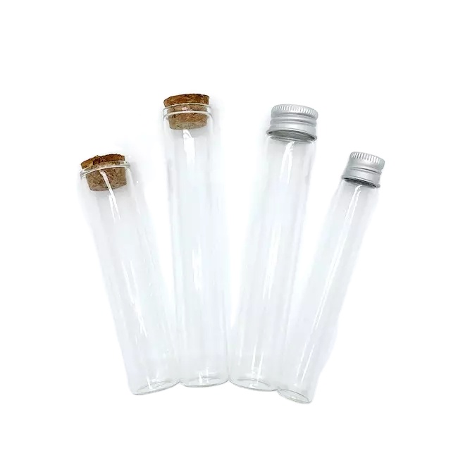 Laboratory Borosilicate Glass Test Tube Round Flat Bottom With Leakproof Aluminum Screw Cap for Chemical Use
