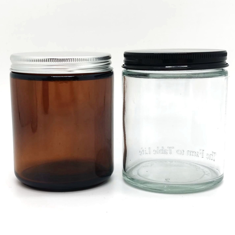 Custom Logo OEM 2oz 4oz 6oz 8oz Mini Brown Amber Round Candle Jar Empty Clear Amber Glass Jars for Candle Honey