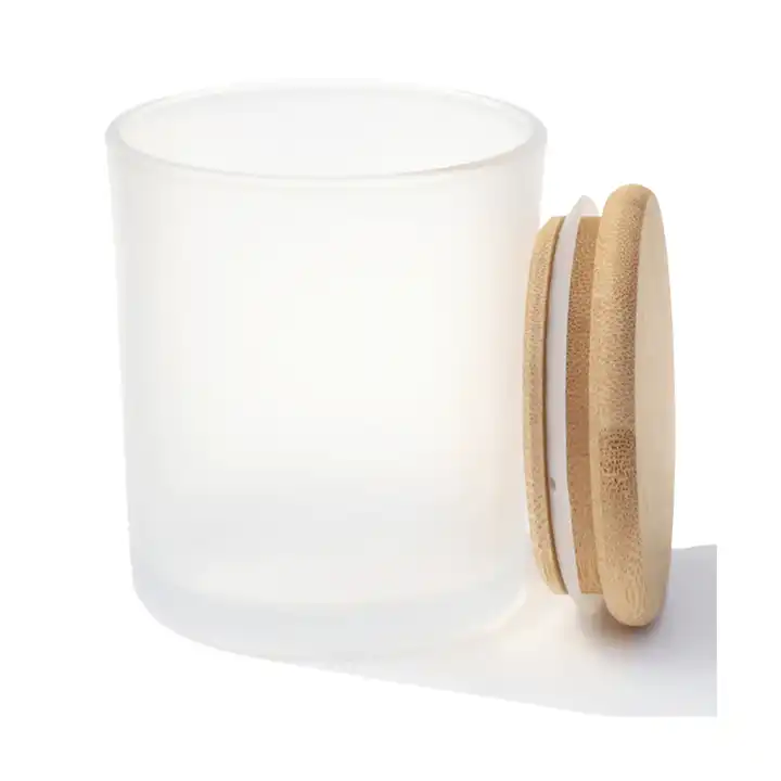 Empty Wholesale 10oz Clear Glass Candle Jar Vessel Containers With Bamboo Lid for Candle Making and Gift