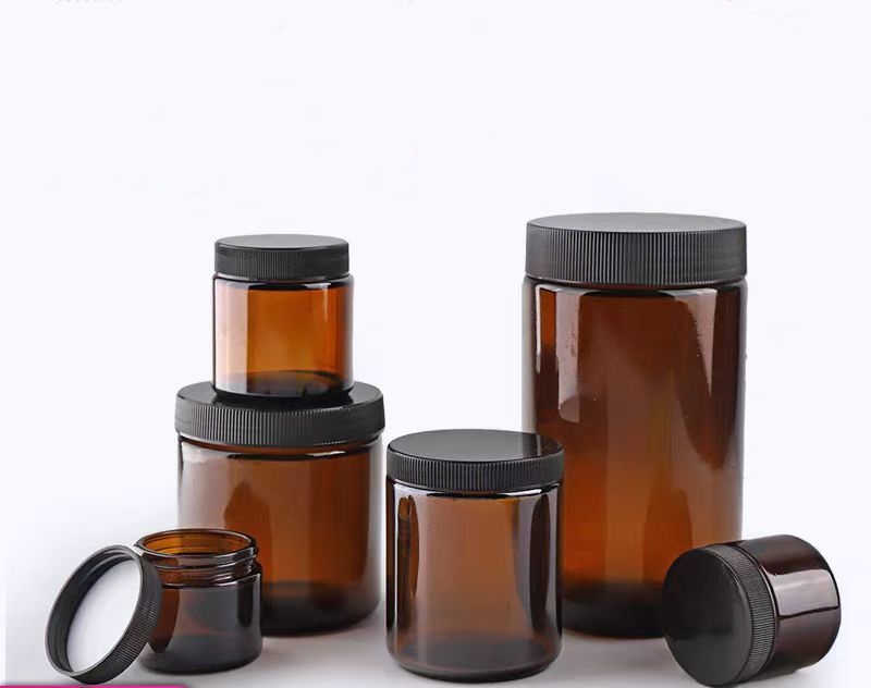 Wholesale 4oz 16oz Recyclable Amber Glass Candle Jars Scented Candle Making Glass Jar Round Candle Containers With Lid