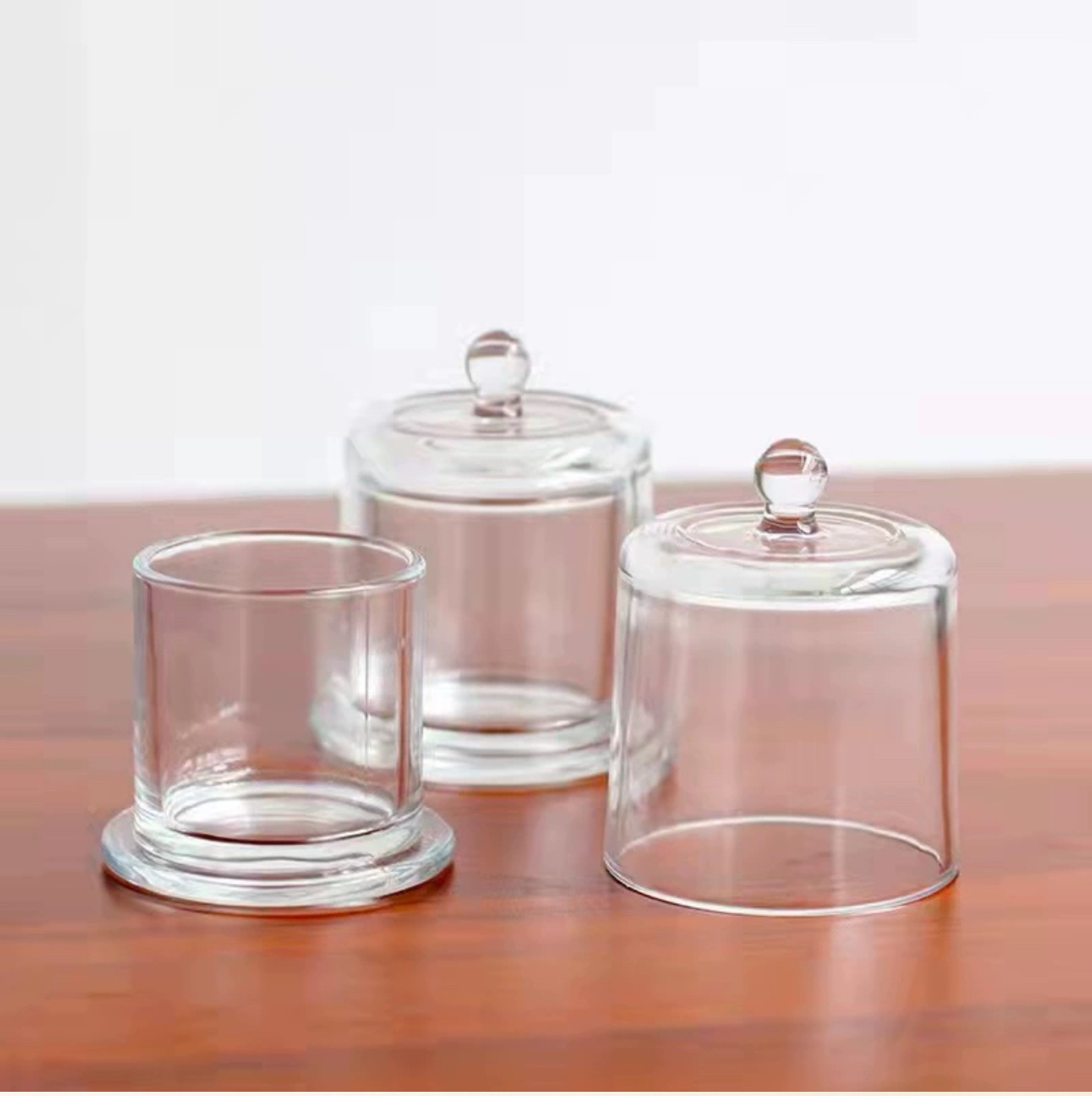Wholesale Customized Clear Empty Luxury Glass Candle Jars and Containers With Lid