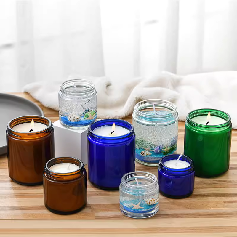 60ml 120ml 240ml 500ml Cosmetic Wide Mouth Face Eye Cream Jar Amber Candle Glass Jar With Gold Screw Lid