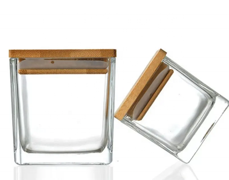 High Quality Empty Unique Square Cube Clear Candle Jar Household Homemade Candle Jar