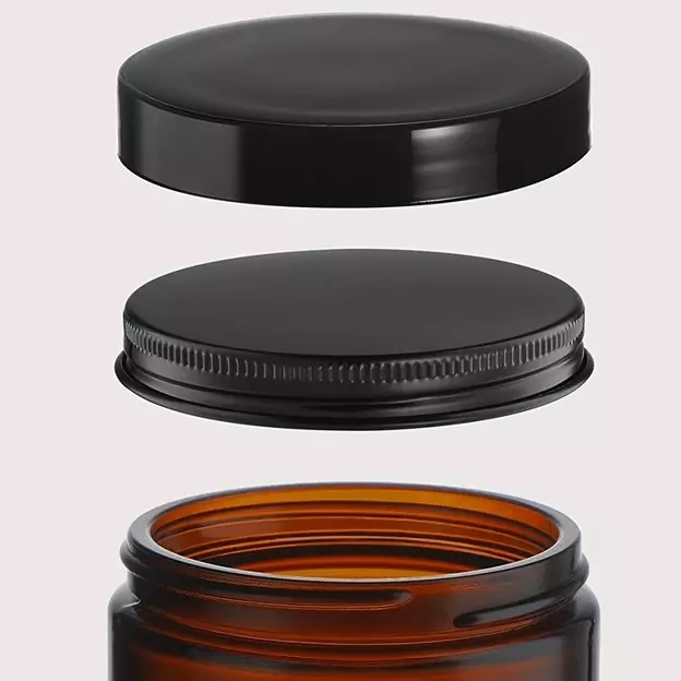 250ml 8 oz 8Oz Frosted Amber Glass Jars With Airtight Metal & Plastic & Unishell Lids for Candle, Food Storage , Spice
