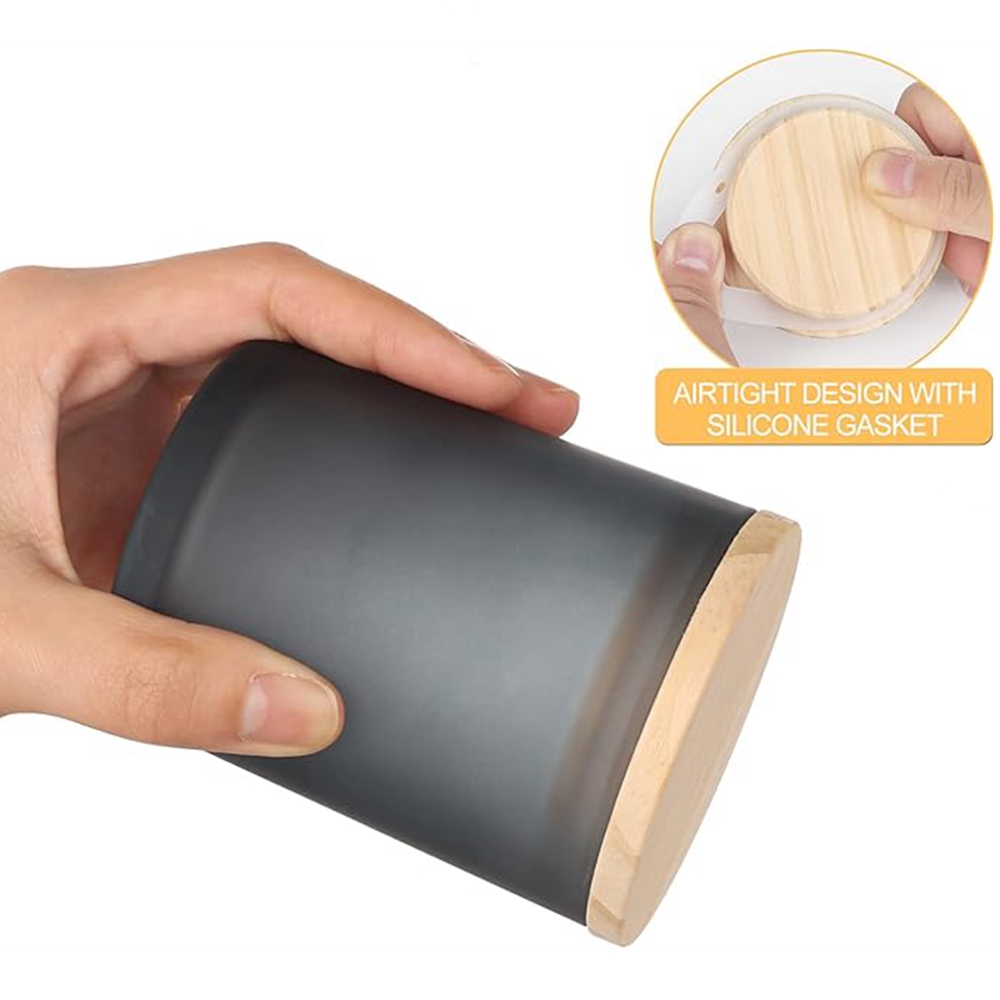 Matte Color DIY Handmade Ceramic Glass Candle Jars Scented Wax Luxury Empty Glass Candle Holder With Wooden Lid
