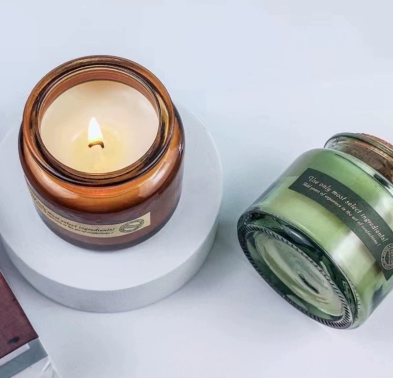 Empty 120ml 200ml Small Amber Brown Mini Unique Luxury Candle Glass Jar With Cork Wooden Metal Lids
