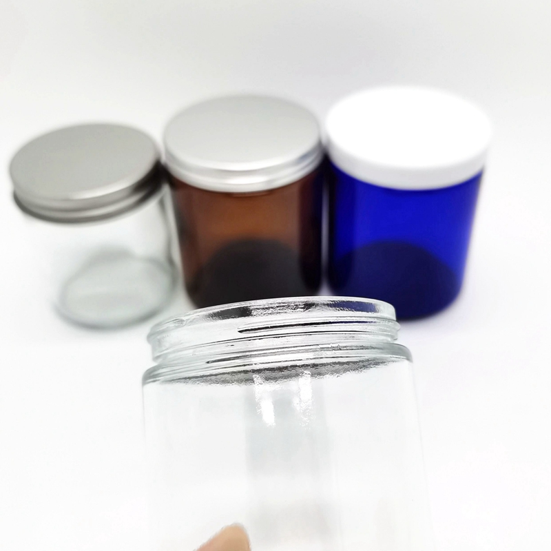 4oz 6oz 8oz 10oz Luxury Clear Amber Blue Clear Reusable Empty Glass Candle Jars With Metal Lid for Candle Making