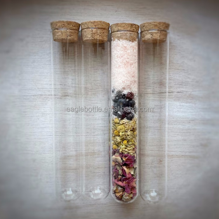 Hot Selling Clear Borosilicate Straight Sided 30mm Diameter Flat Bottom Glass Tube Vials Bottle With Wooden Cork Cap