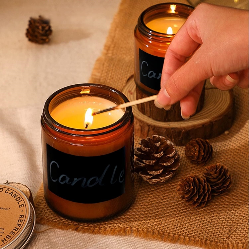 Empty 250ml Glass Candle Making Jars 4 oz 8 oz Round Glass Jars With Black Lids 8oz Amber Candle Jars