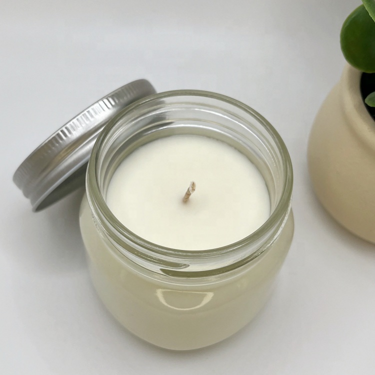12oz 10oz Customized Logo Round Clear Mason Storage Wide Mouth Glass Candle Jars With Lid