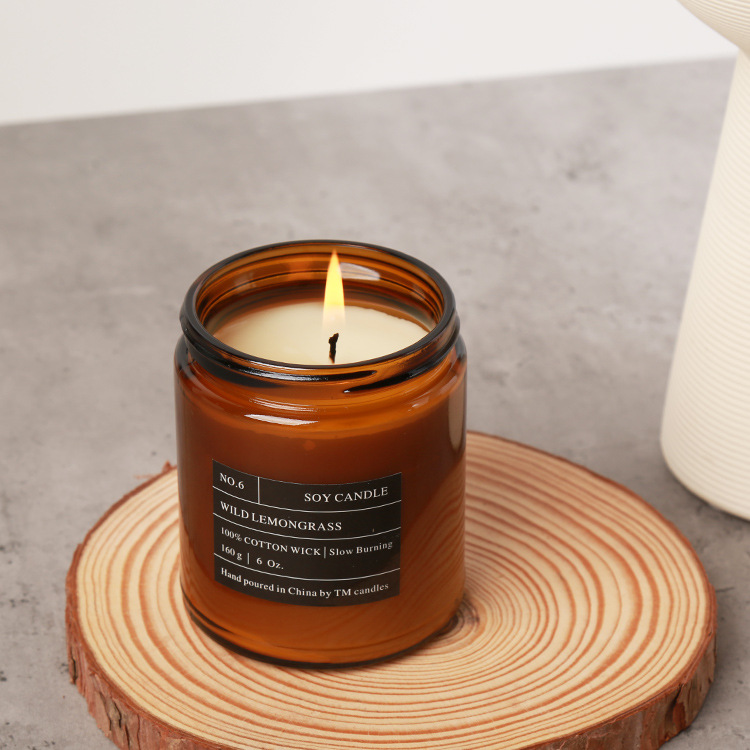 Hot Selling 8oz Wide Mouth Amber Straight Side Round Glass Jar With Sliver Lids for Candle Making lower price