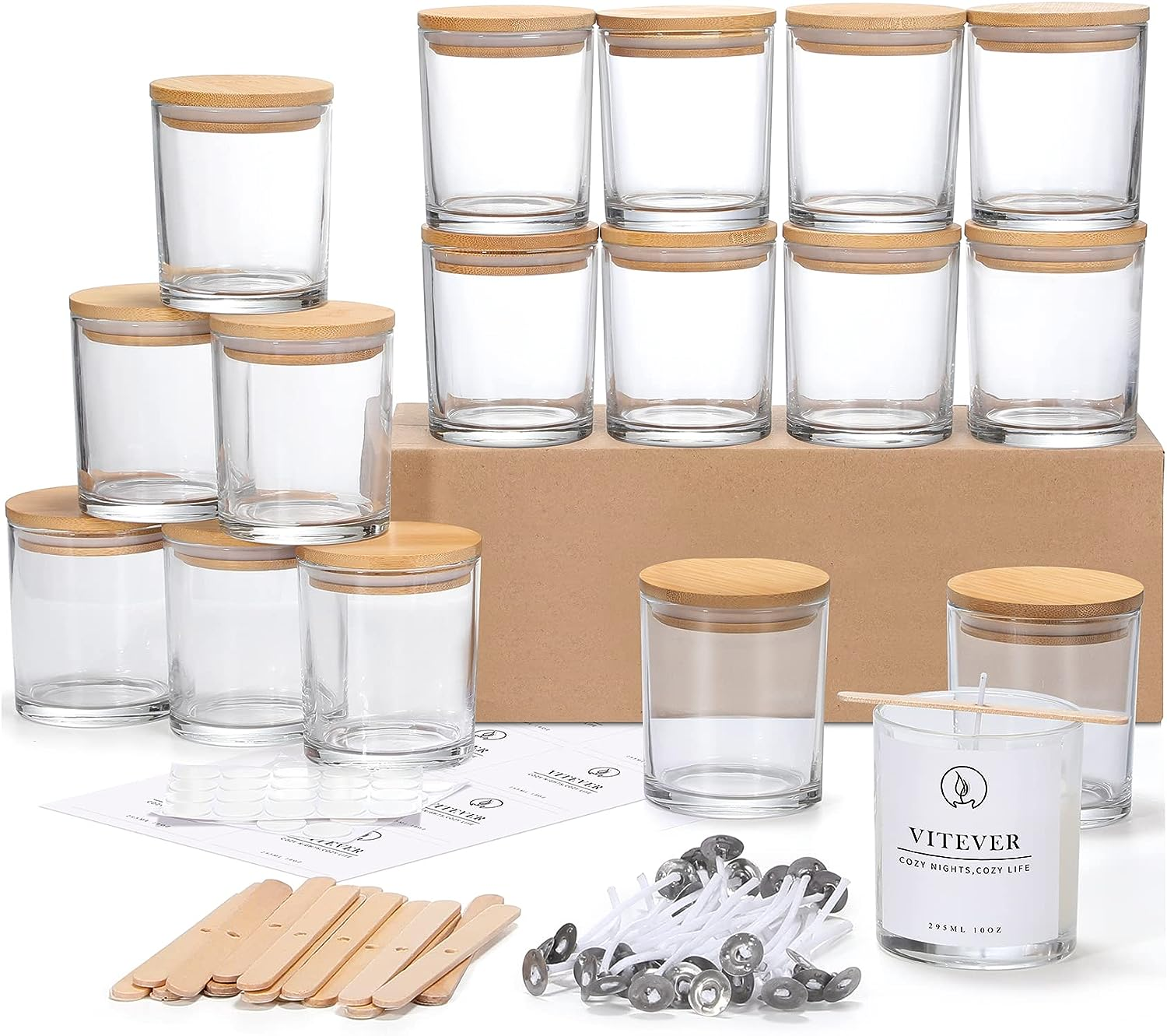 4oz 6oz 8oz 12oz Exclusive Customizable Luxury Clear Glass Candle Jars Glass Candle Container With Lids and Box