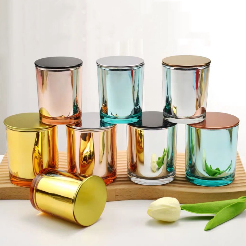 Luxury 320ml 10oz Empty Matte White Black Gold Glass Candle Jars Holders With Bamboo Wooden Metal Lid