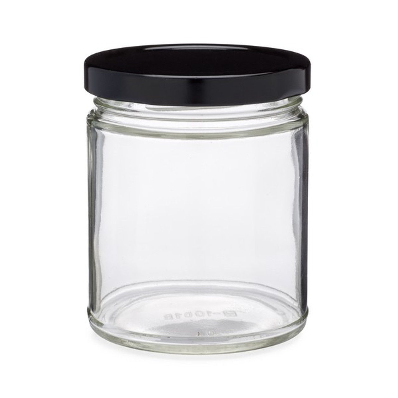 Recyclable 9 oz 270ml Clear Straight Sided Wide Mouth Glass Candy Jar With Black Metal Lid for Jam Honey Candle