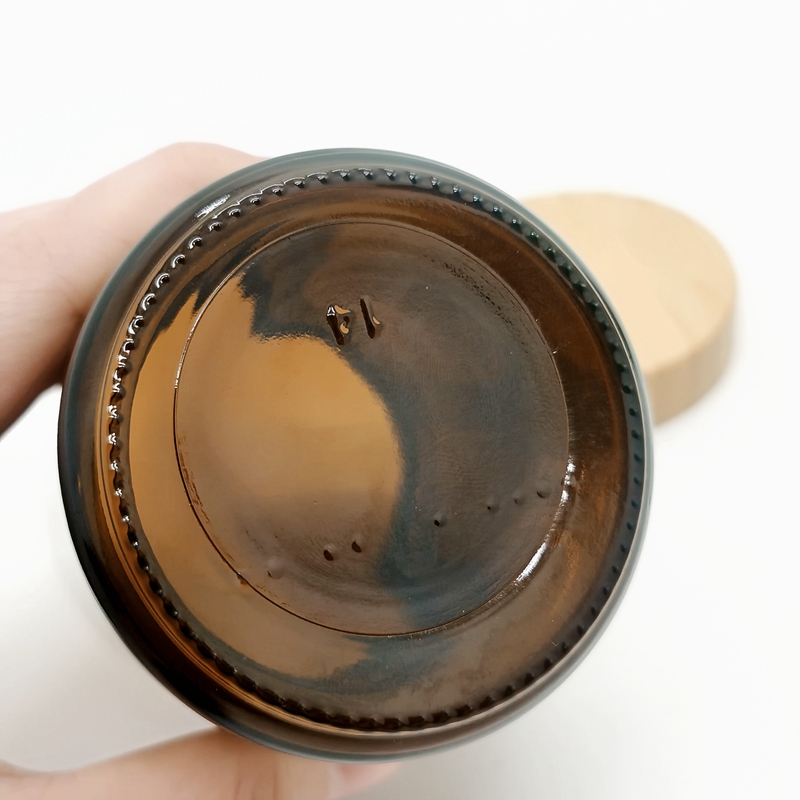 Cosmetic Packaging  8oz 250ml  9oz 270ml Cream Jar Amber Glass Food Storage Ointment Jar With  Bamboo Lid