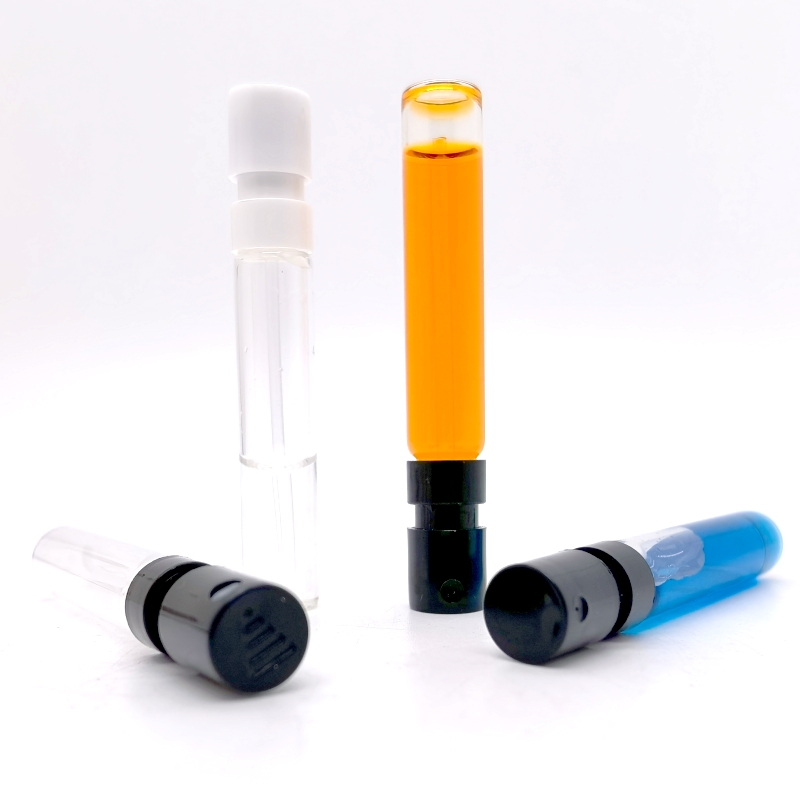 Small Refillable Glass Bottle 2ml 2.5ml  Glass Vial With Black White Spray for Perfume Tester Sample Bottle