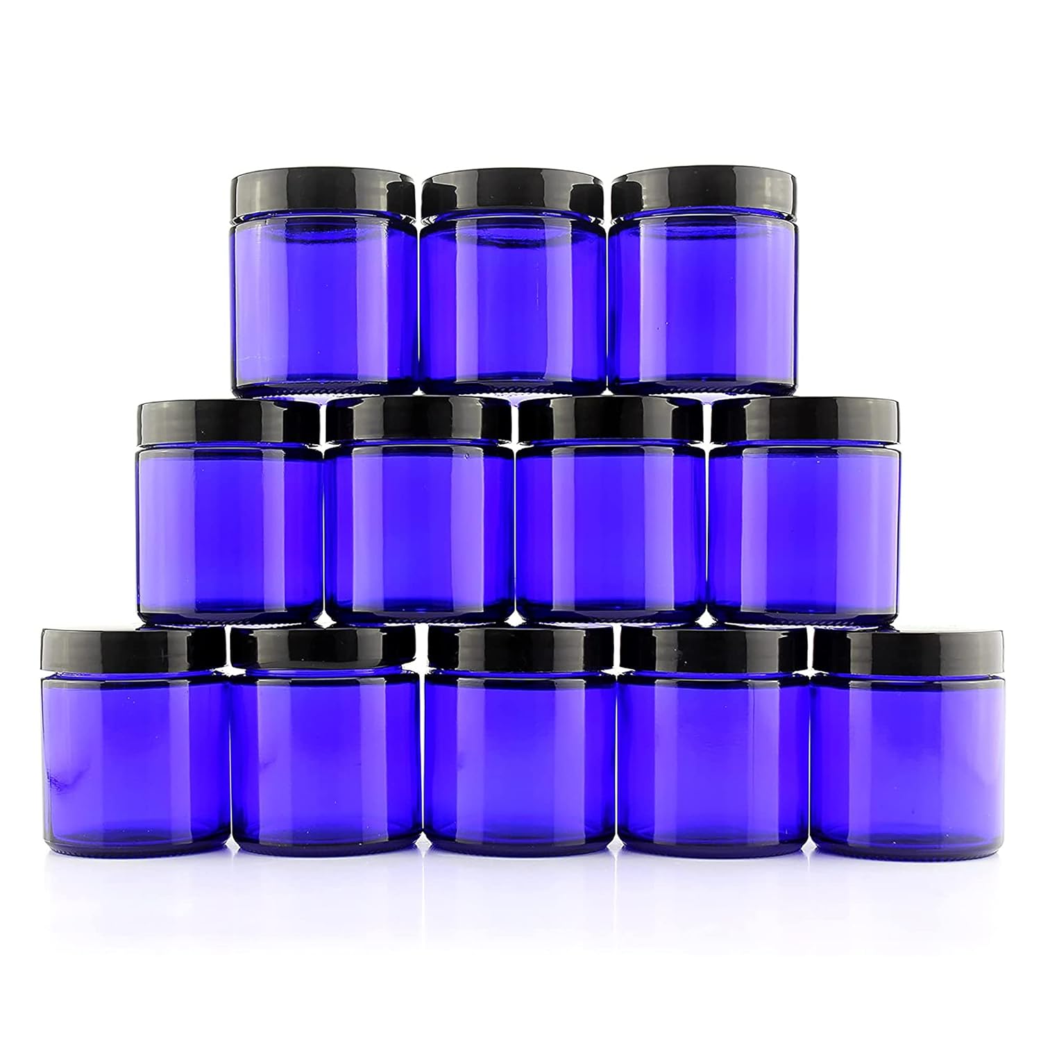 Cobalt Blue 8 Ounce 250 ml Round Glass Candle Jar With Black Lids  for Candle Making
