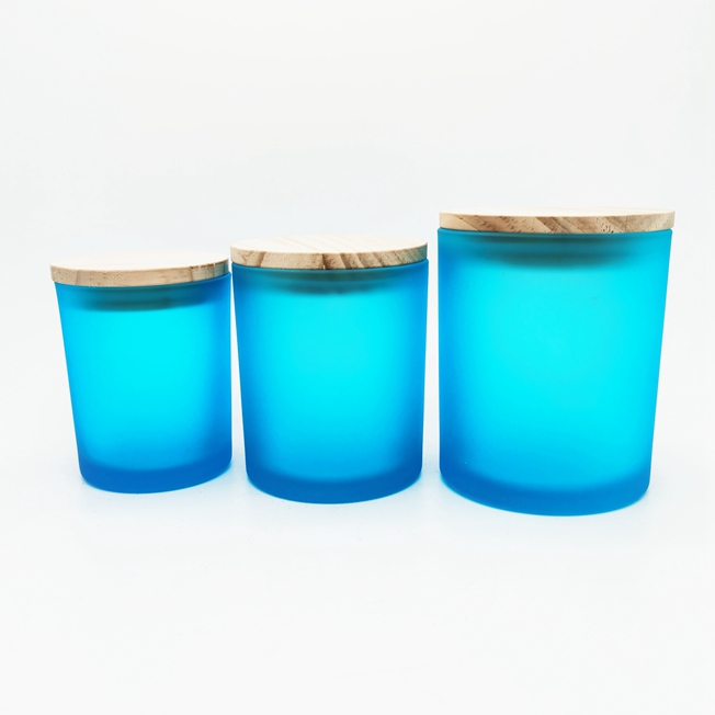 High Quality 3oz 4oz 6oz 8oz 10oz 12oz 14oz  Straight Bottom Base Glass Candle Jars With Wooden Lids Wholesale Cream Jar