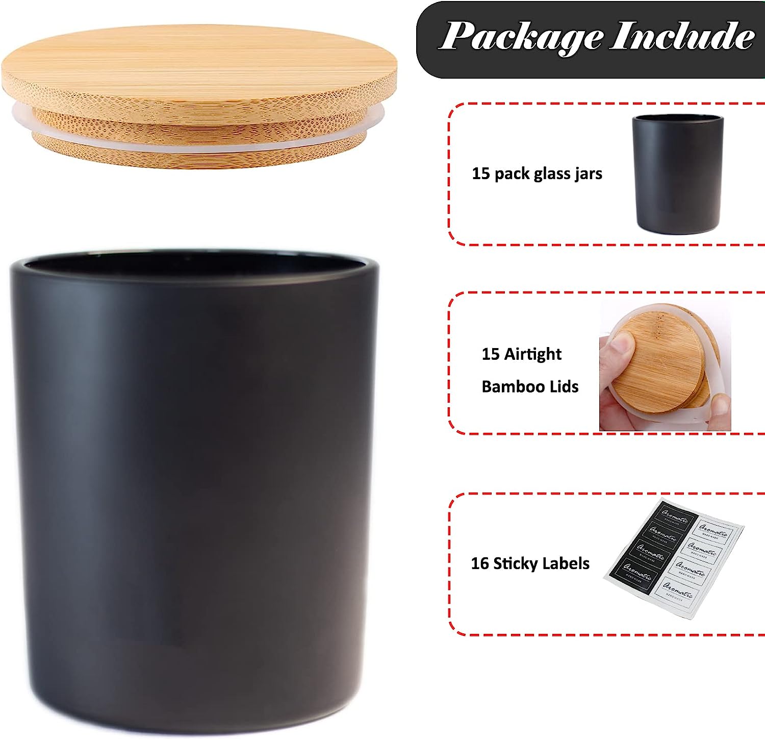 Wholesale 4oz Embossed Bamboo Lid Glass Candle Jars Frosted Black Wooden Box Colorful Empty Lanterns Holder Bulk Packaging