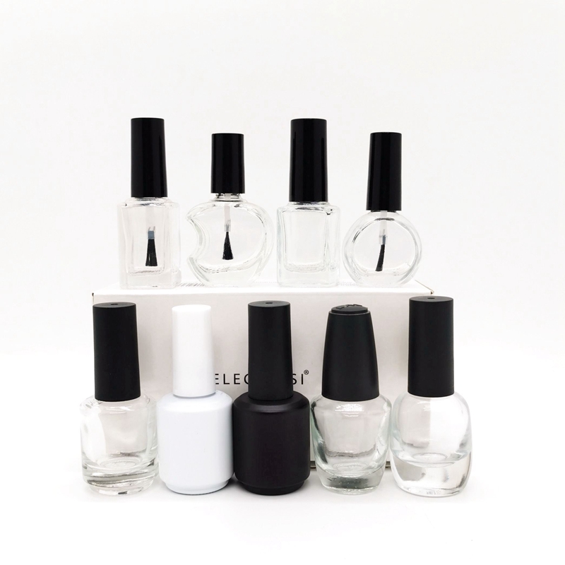 Wholesale 5ml 8ml 10ml 12ml 15ml Clear Empty Cosmetic Nail Polish Glass Bottle With Brush Cap Glass Nail Gel Bottle Containers
