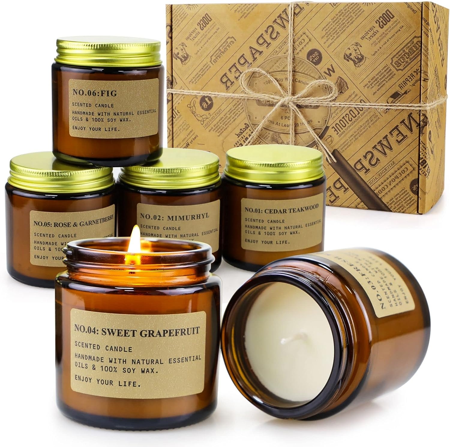 4 oz Aromatherapy Jar Candles Home Decor Amber Glass Jars with Screw Gift for Women