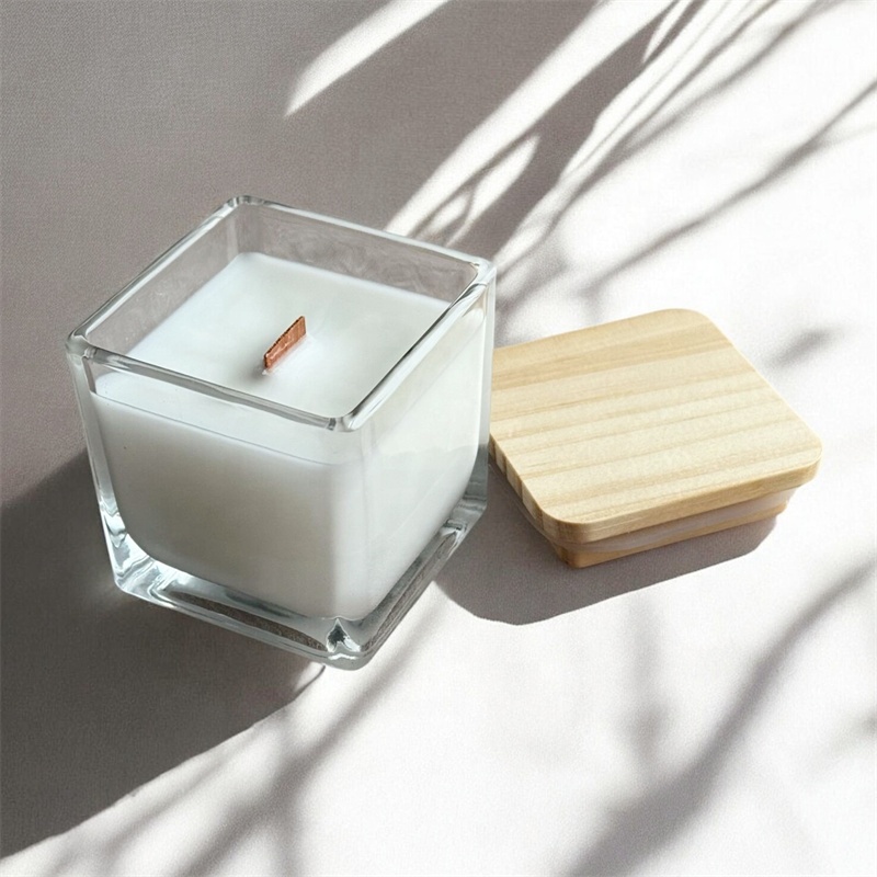 14 Oz. Large Square Glass Jar | Premium Cubed Glass Candle Vessel Jar | Thick Base Jar