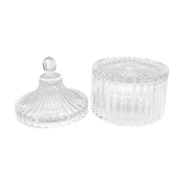 Wholesale High Quality Crystal Geo Cut Empty clear Candle Jars Glass for Candle Making Wedding Party