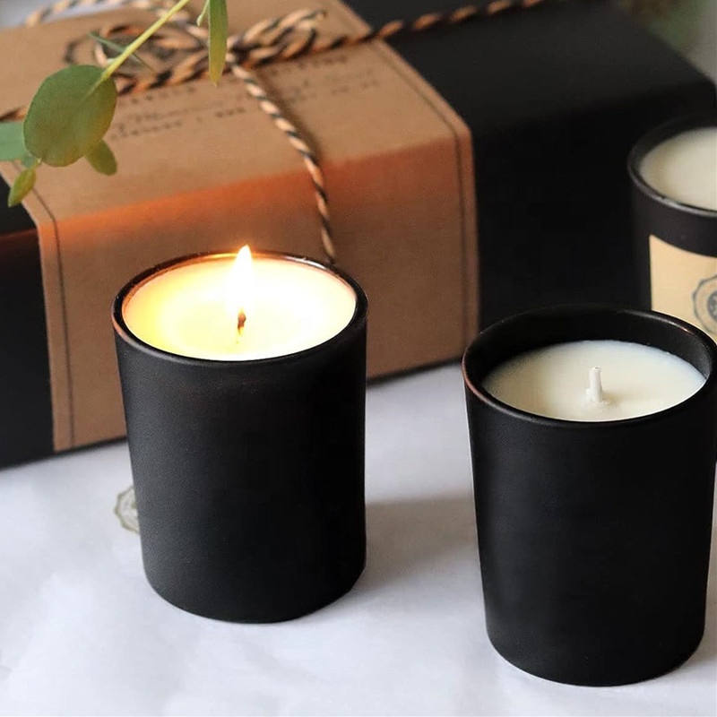Customized High Quality Luxury Glass Candle Jar 4oz 6oz 8oz 12oz Sizes with Lid for Candle Making