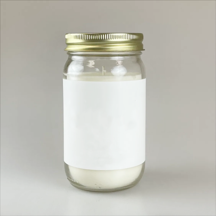 16 oz Glass Candle Jar With Flat Glass Lid