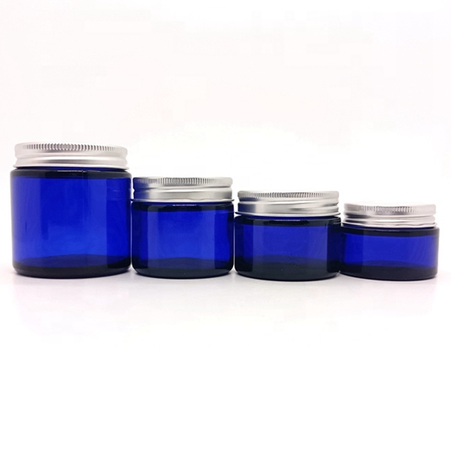 Luxury 4oz Amber Blue Glass Candle Jar With Lid Elegant Cylindrical Container for Home Festivals Bulk Packed Customized Logo