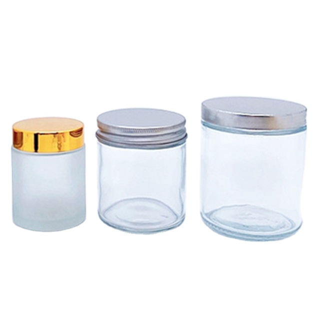 In-Stock 250ml 9oz Straight Sided Jar Blue Amber Clear Soy Glass Jar With Meta Lid for Scented Candle Hot Stamping Surface