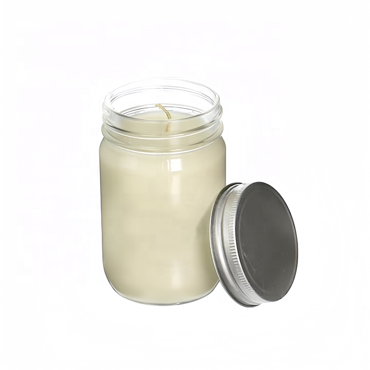 Wholesale 8 OZ & 16 OZ Custom Mini Glass Candle Vessels Cute Clear Mason Jars with Metal Lid for Lanterns & Candle Holders