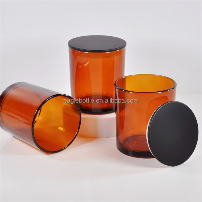 Custom-Colored Frosted Glass Candle Container 6oz 8oz 10oz Round Bottom Jar with Metal Lid for Candle Making