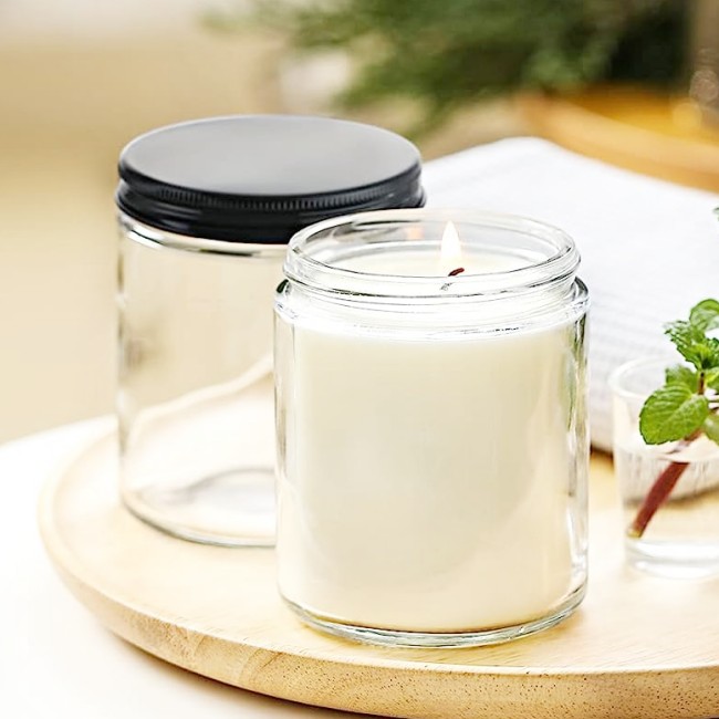 Glass Candle Jar Wholesale 6oz 180ml 8oz 240ml Round Clear Empty Candle Jar With Lid